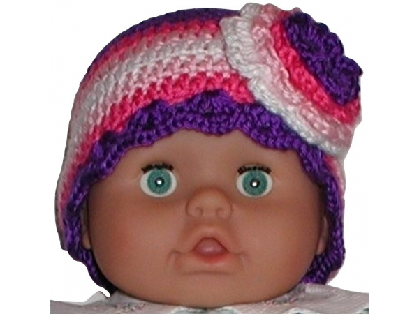 Pink And Purple Flower Baby Girls Hat