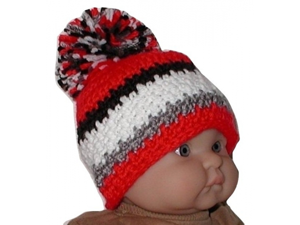 Red Black Gray Stripes Baby Boys Hat