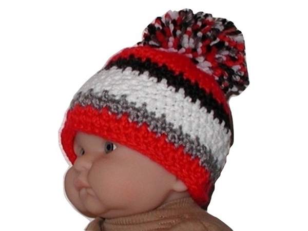 Red Black Stripes Hat Baby Boys