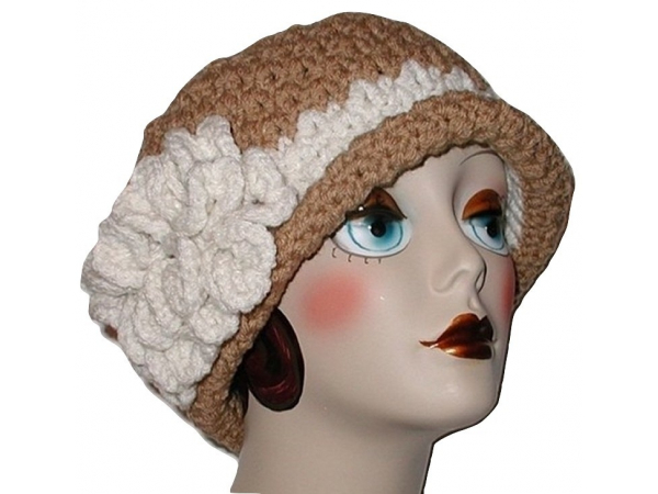 tan and cream ladies hat