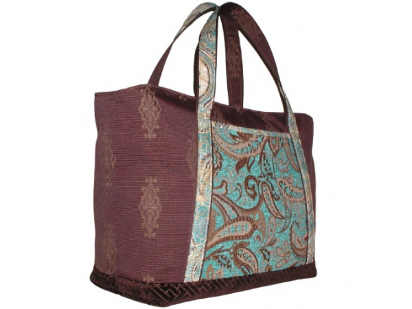 Super Size Turquoise And Brown Tote Bag