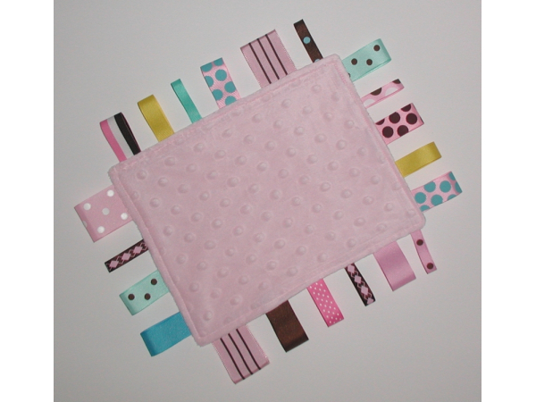 Minky Western Tag Security Blanket Pink