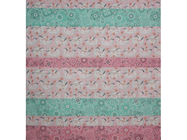 Pink Aqua White Western Baby Girls Quilt