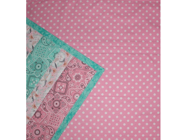 Pink And Aqua Baby Quilt With White Carousel Horses