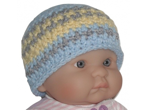 Blue Yellow Gray Baby Boy Hat