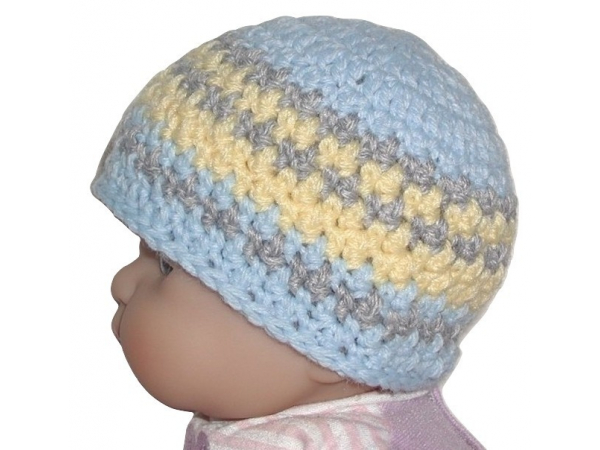Blue Gray Yellow Newborn Boy Hat