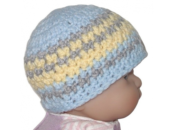Yellow And Blue Hat For Newborn Boy