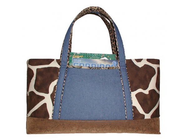 Brown And Denim Giraffe Carpet Bag Travel