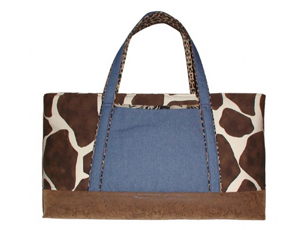 Giraffe And Denim Carpet Bag Traveler