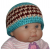 Brown And Khaki Stripes Hat For Baby Boys With Turquoise
