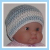 Newborn boys hat blue and white