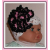 White lace baby girl hat with big pink flower