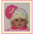Cream and pink hat for preemie girls