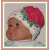Coral rose pink flower on cream baby hat for girls