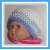 Blue and white preemie hat