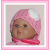 preemie hat for girls in pink with a white flower