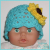 turquoise and yellow baby girl hat