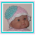 pink and white hat for newborn girls with a big aqua blue flower