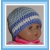 Blue and white striped preemie boys hat