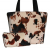 western cowhide extra large tote bag and cosmetics pouch