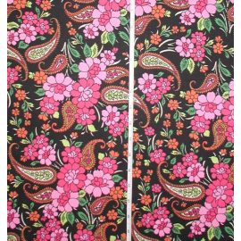 Bright Pink Paisley Floral Duck Cloth Fabric