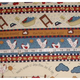 Rooster Chickens Fabric