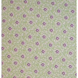 Light Lime Green And Purple Flowers Cotton Quilt Fabric