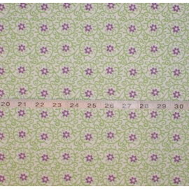 Purple Flowers Lime Green Cotton Fabric