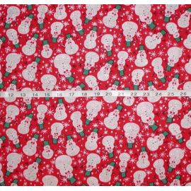 Red Snowman Glitter Quilt Fabric