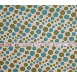 Turquoise And Green Polka Dots On Cream Cotton Quilt Fabric