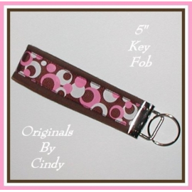 Brown And Hot Pink Polka Dots Key Fob