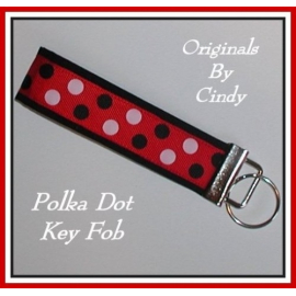 Red White Black Polka Dots Key Fob