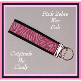 Hot Pink Zebra Key Fob