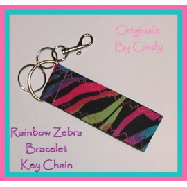 Zebra Key Chain Pink Blue Green
