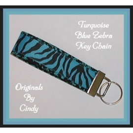 Turquoise Zebra Key Fob