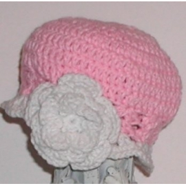 Pink Toddler Girl Hat With A Big White Flower
