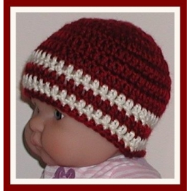 Burgundy and cream hat for baby boys