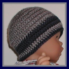 Gray and navy blue hat for baby boys