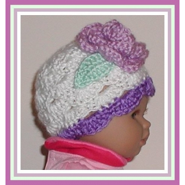 Lavender preemie girl hat with a flower