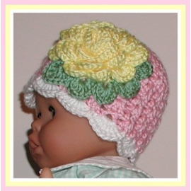 Pink and yellow hat for baby girl