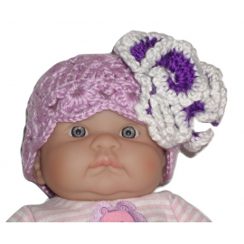 Lavender hat for baby girl with flower