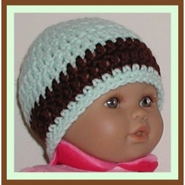 mint green and brown preemie boys hat