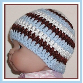 blue and brown newborn boy hat
