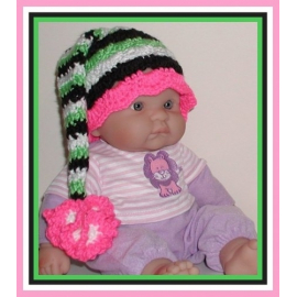 lime hot pink black elf hat for baby girls