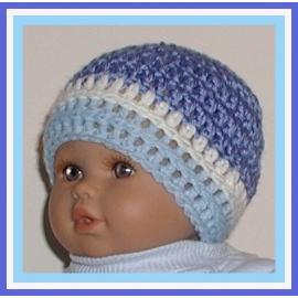 blue and cream baby boys hat