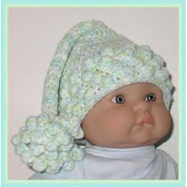 pale blue and green elf hat for baby boys