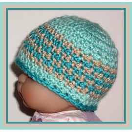 newborn hat light turquoise and tan