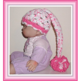 lavender and pink elf style newborn girls hat