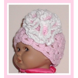 Extra Small Pink Baby Hat With Big Flower