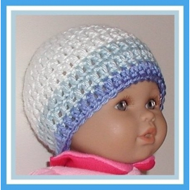 preemie boys beanie in shades of blue and white
